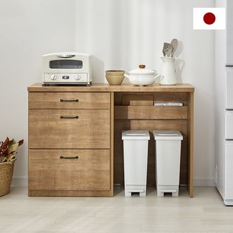 アンティーク調キッチンカウンター ゴミ箱収納 日本製 [幅120/幅134