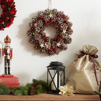 23.クリスマスリース Amazon.co.jp: SCLYX クリスマスリース 40cm オーナメント付