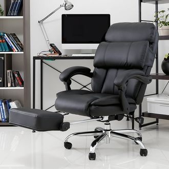 高反発オフィスチェア 格納式フットレスト付き(アイボリー/ブラック