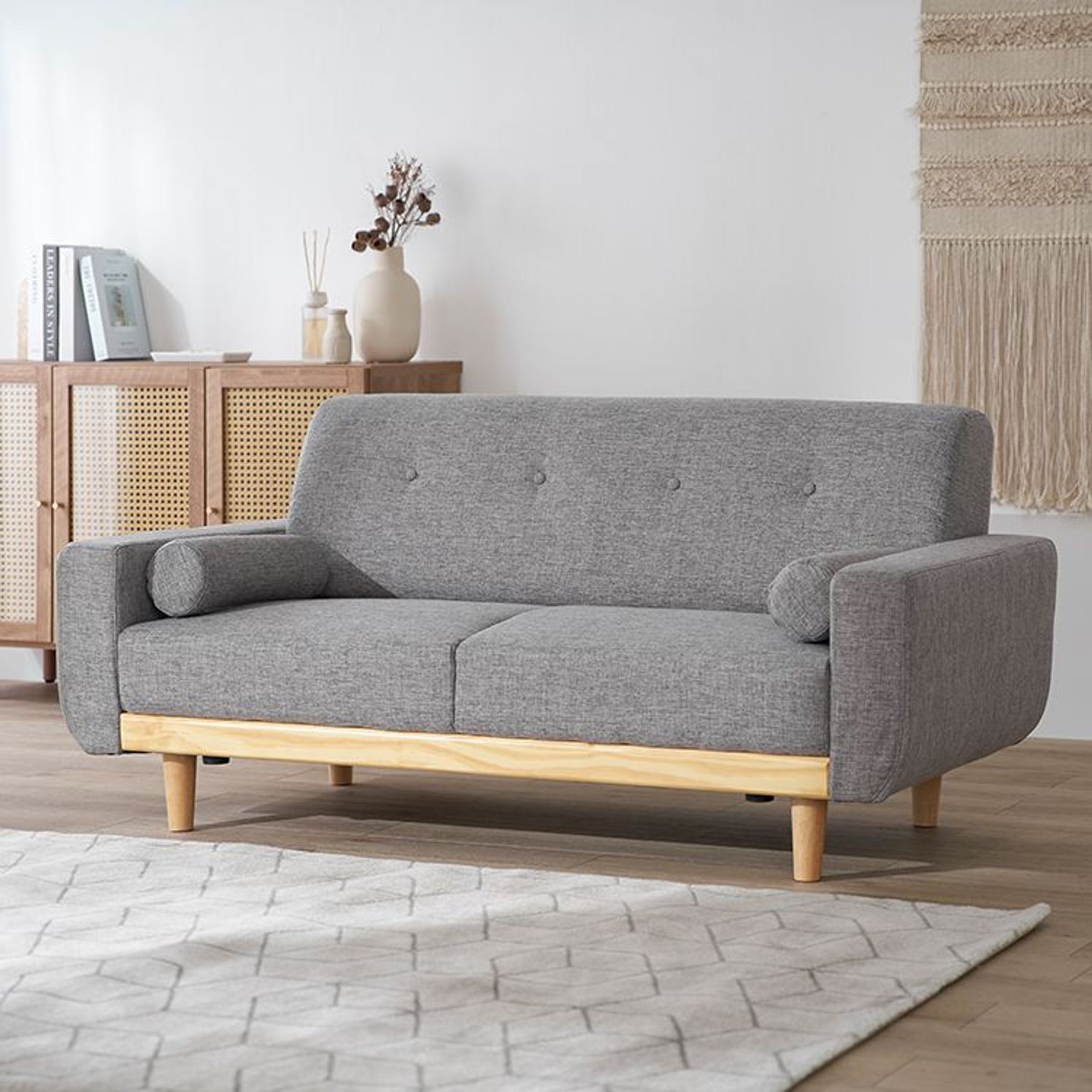 [幅156] 2人掛け 天然木脚ソファ