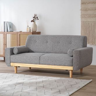 美品】LOWYA ソファベッド 2人掛け 幅150 リクライニング木脚