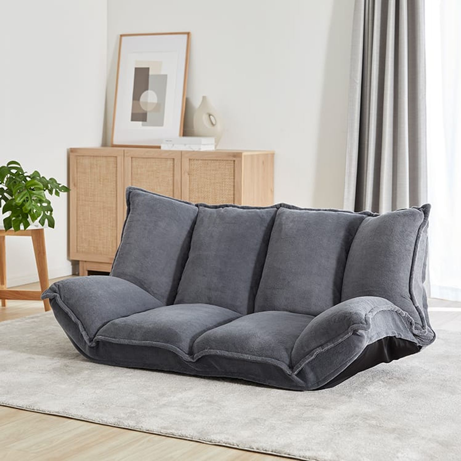 [幅116～] 2人掛け 肉厚フロアソファ リクライニング