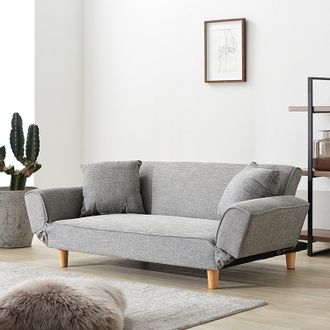 美品】LOWYA ソファベッド 2人掛け 幅150 リクライニング木脚