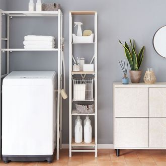 完成品 スリムラック 幅30cm 高さ161cm 大理石 ホワイト マーブル