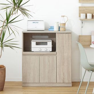 レンジ台 コンセント付き スライド棚 幅59.5×奥行40×高さ118cm