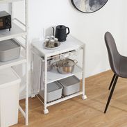 キッチンワゴン(ダークブラウン+ブラック/ナチュラル+ホワイト)タオル