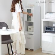 食器棚(ホワイト)炊飯器も置けるスリムタイプのミニキッチン収納 隙間 