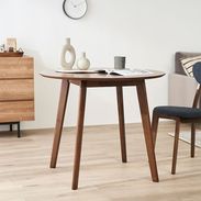 円形ダイニングテーブル(ホワイト/ウォルナット)コンパクトサイズ