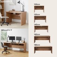 幅100～180] ワークデスク タップ収納付き 平机 木目調 オフィス