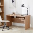 幅100～180] ワークデスク タップ収納付き 平机 木目調 オフィス
