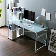 パソコンデスク(ホワイト/ブラック)収納ラック一体型が特徴 | 【公式