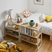 組み合わせ自由！スチールラック2個セット(ウォルナット/ライト