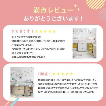 子供用システムベッド3点セット[ベッドフレーム＋学習机＋チェスト 