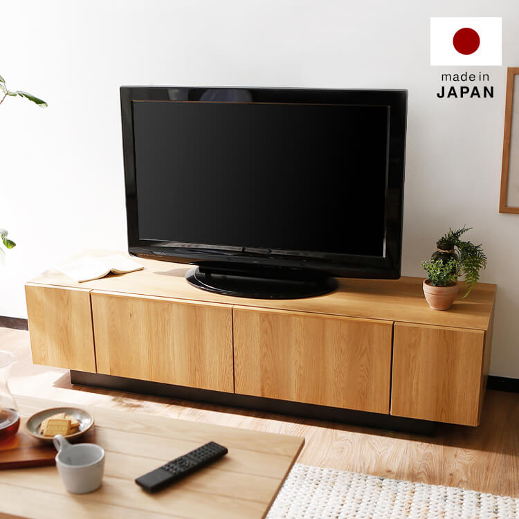 LOWYA 日本製 オーク無垢材・天然木突板使用 ローテレビ台 W1500 美品 