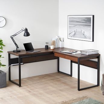 【LOWYA】L字型デスク 100cm幅 収納棚付き Amazon | LOWYA ロウヤ パソコンデスク 学習机 勉強机 L字