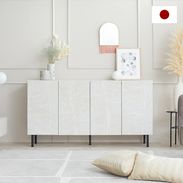 【人気ブランドLOWYA】大理石調キャビネット　完売しました 開梱設置付き】サイドボード リビングボード 大理石柄 モルタル風 日本