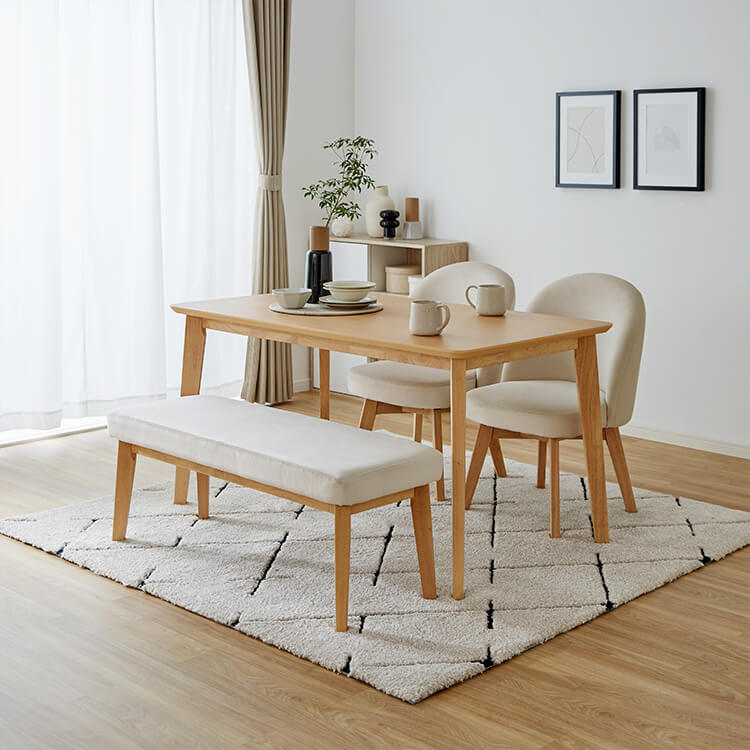 SALE／95%OFF】 木製 ダイニングテーブル セット ベンチ ファブリックチェア 家具