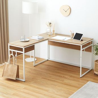 コンパクトサイズの木目調がおしゃれなL字型デスク | 【公式】LOWYA