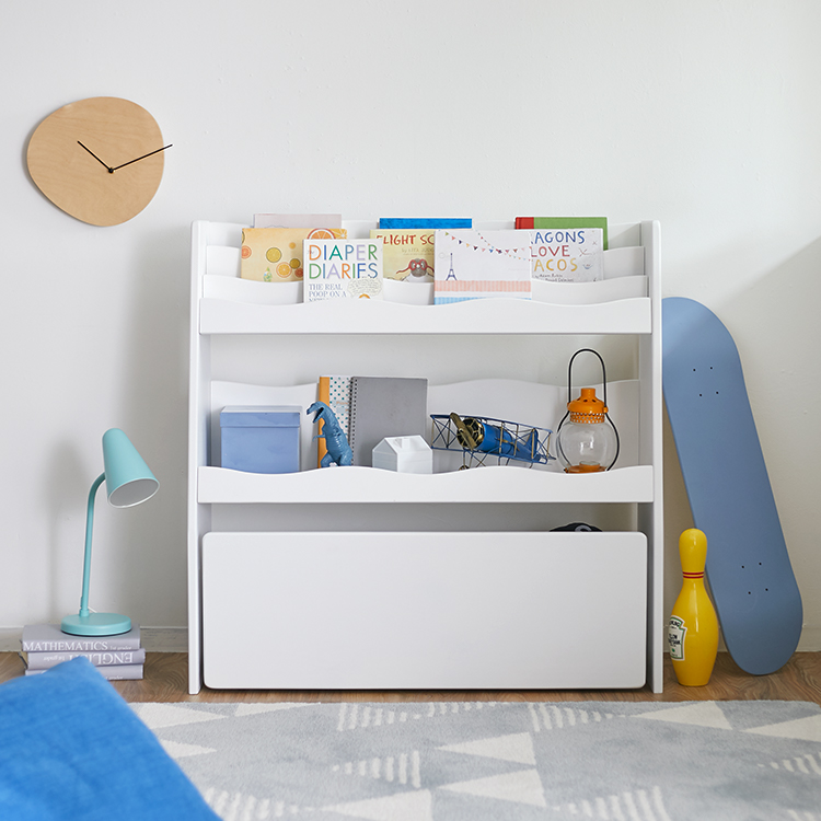 絵本棚(ホワイト/グレー/ナチュラル)子供部屋にぴったりサイズの木製 