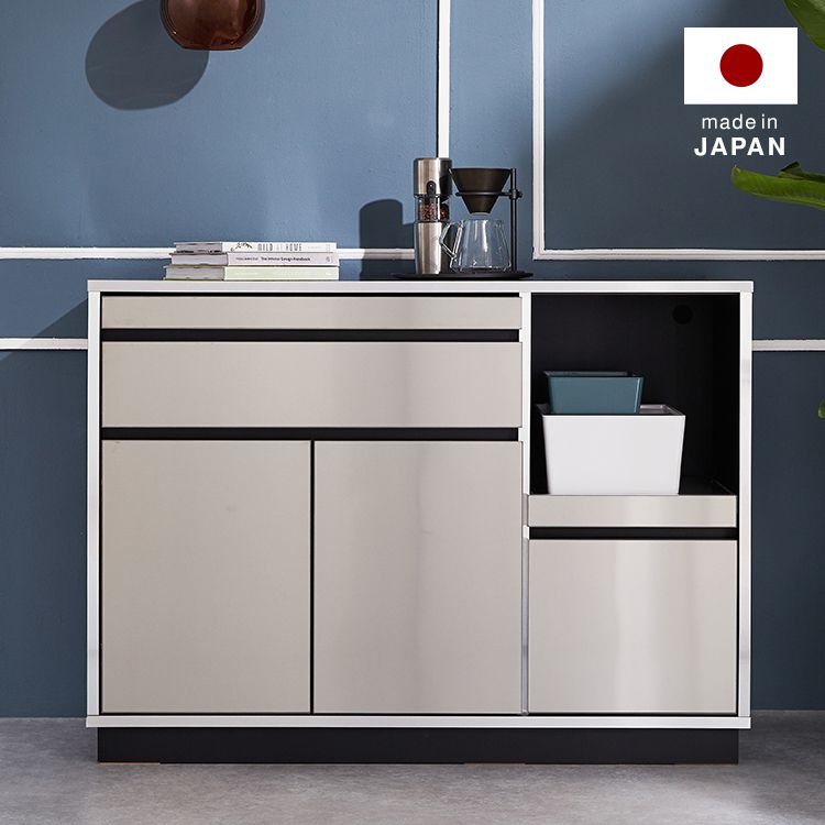 日本製 幅120cm キッチンカウンター レンジ台 キャスター付き 完成品 - 5