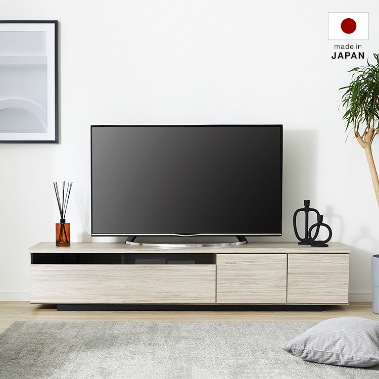 [幅180] テレビ台 日本製 ローテレビ台 50V型対応 完成品 木製 シャビーホワイト ナチュラル