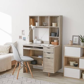 PCデスク 収納付き キーボードスライダー付き 木製 [幅90