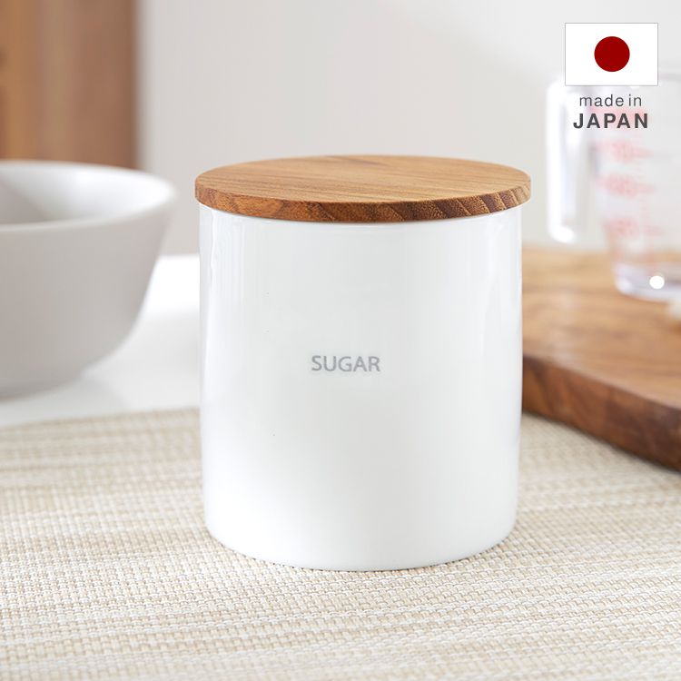 SOLUNA 焼き器 ホワイト 白磁キャニスター 保存容器 [ホワイト] キューブ型 木蓋 320ml