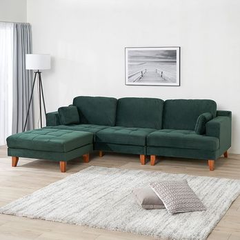 LOWYA 天然木脚ソファー グリーン 2023年秋】グリーンのカラーリングが