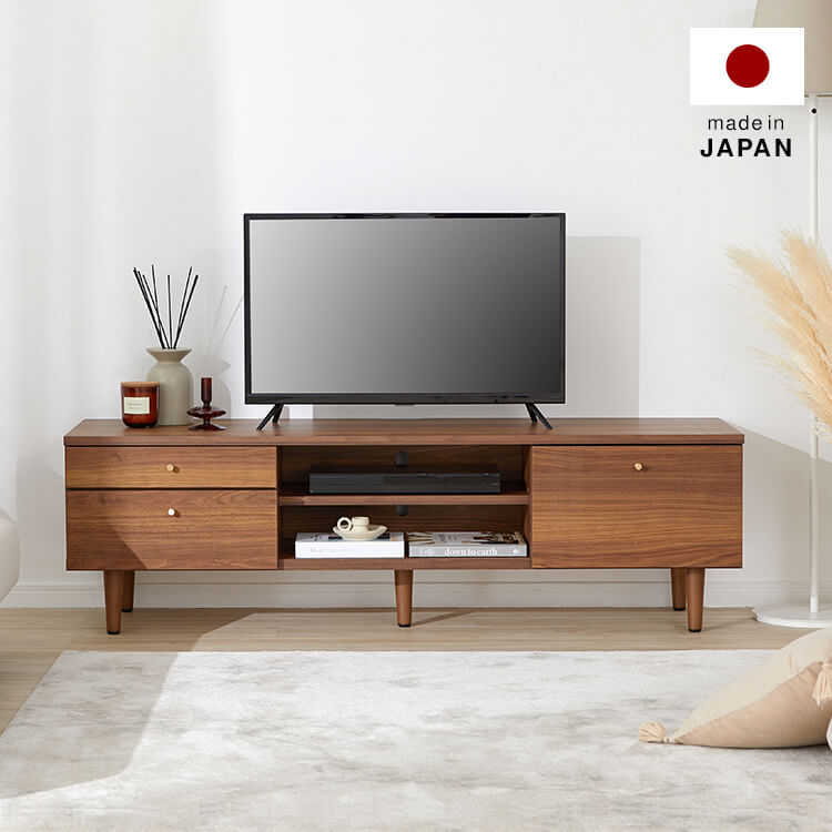 木目調テレビ台 真鍮 木脚 日本製[幅150]のサムネイル