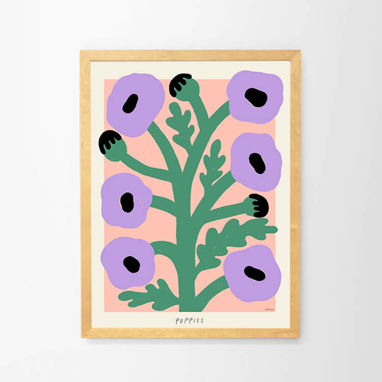 THE POSTER CLUB アートポスター Purple Poppies フレームセット