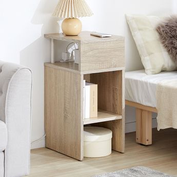 木目調サイドテーブル コンセント付き ベッドサイド | 【公式】LOWYA