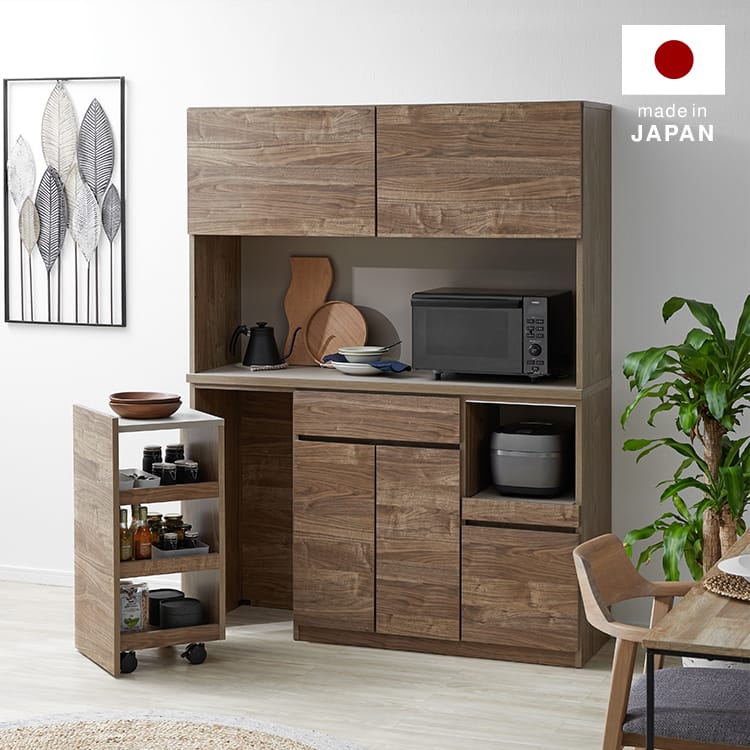 食器棚 キッチンボード ワゴン付き 大容量収納 日本製 モダン [幅140] | 【公式】LOWYA(ロウヤ) 家具・インテリアのオンライン通販