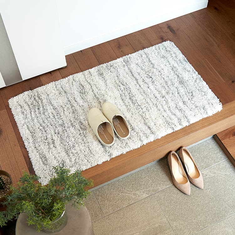 [60×110] 玄関マット ラグ 北欧テイスト 床暖対応 厚手 シャギーラグ 絨毯 ウィルトン織り