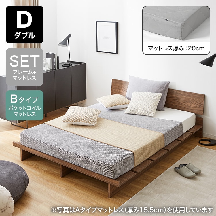 幅160][ダブル] ベッドフレーム 単品orマットレスセット すのこ