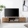 幅180] 木目調テレビ台 ローボード 天然木風 スチール脚 | 【公式