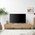 幅180] スチール脚テレビボード ラタン調 コード穴 脚付き