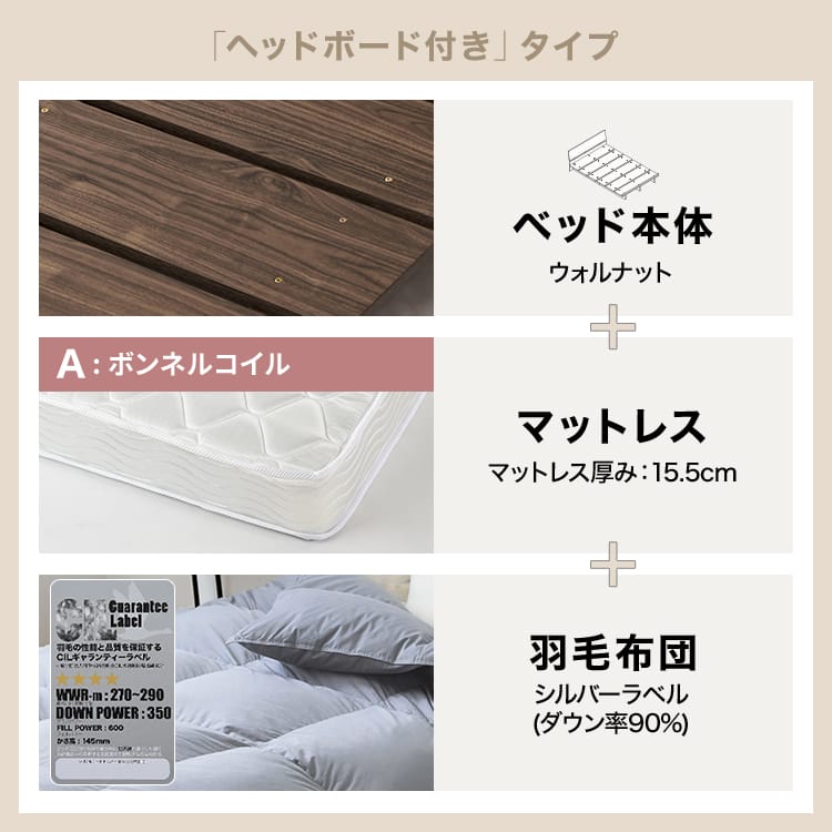 セミダブル] すのこベッド フレーム単品orマットレスセットor