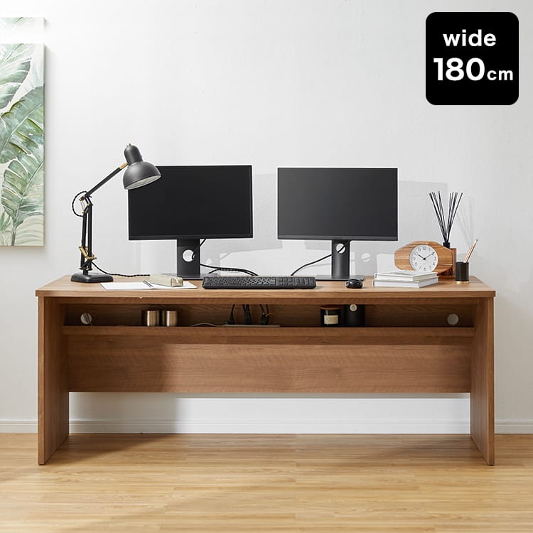 ドミス / ワークデスク単品 (幅100〜・5サイズ) | タップ収納付き 木目