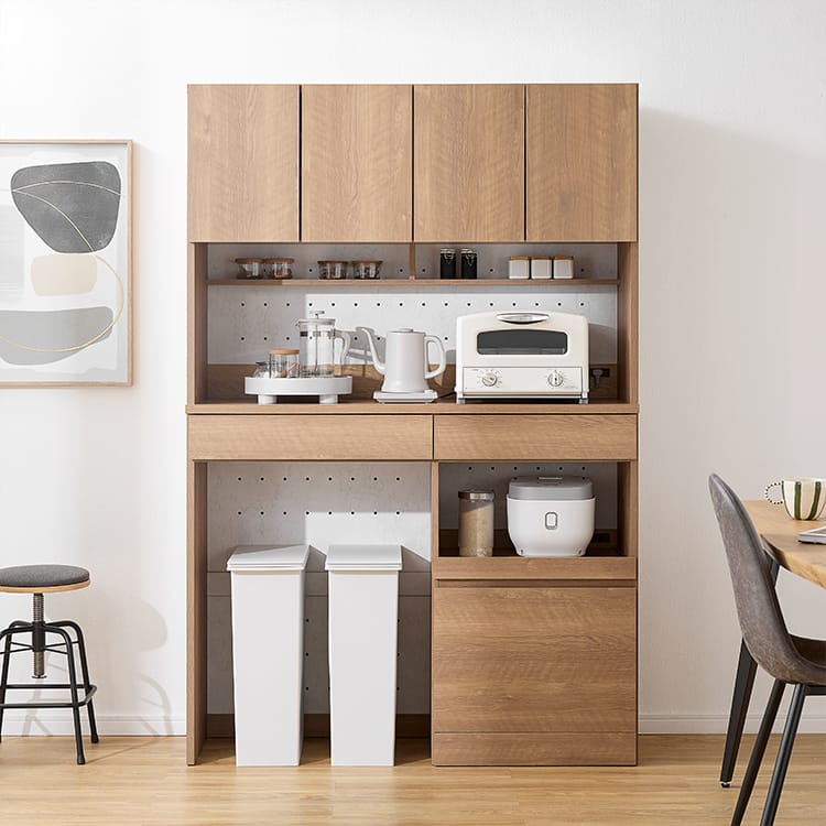 木目調食器棚 ゴミ箱収納 キッチンボード [幅120] | 【公式