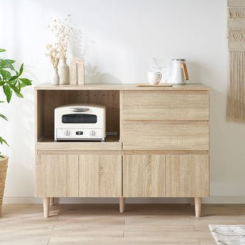 LOWYA ロウヤ　シンプル　レンジ台　キッチンスライド収納　極美品 LOWYA（ロウヤ） キッチンカウンター おしゃれ 幅83cm コンセント付き