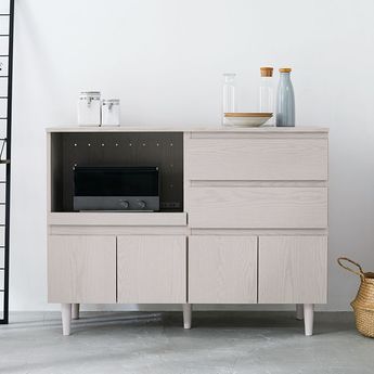 大人気商品】引出しタイプの食器棚・レンジ台で大容量収納(ホワイト