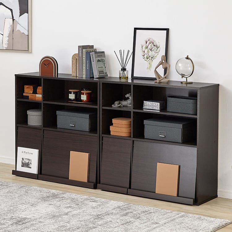 ディスプレイラック2個セット フラップ扉付きで見せる収納(ホワイト