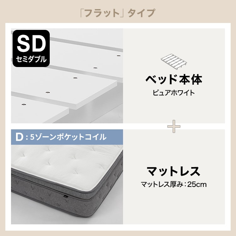 SS/S/SD/D/Q] 木目調ローベッド フレーム単品orマットレスセット